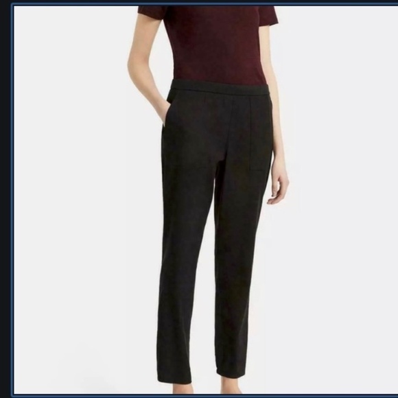 Theory Northsound Linen Pants Size 8 black grey - Picture 1 of 8